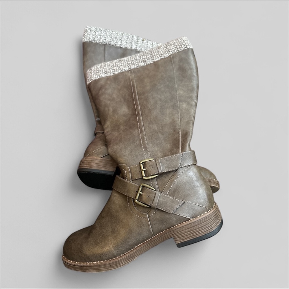 Torrid Brown Knee-High Boots with Buckle Accent